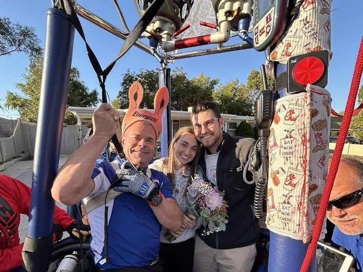 Lawson & Molly engaged during a 2024 flight