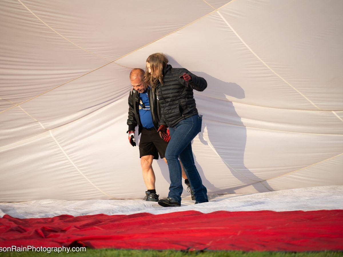 Inside an inflating balloon envelope
